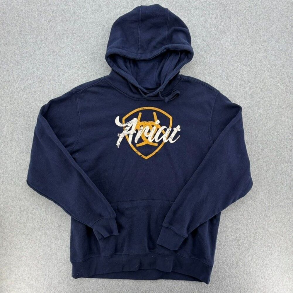 Ariat Real Hoodie Womens XL Navy Blue Pullover Western Ranch Casual Sweatshirt